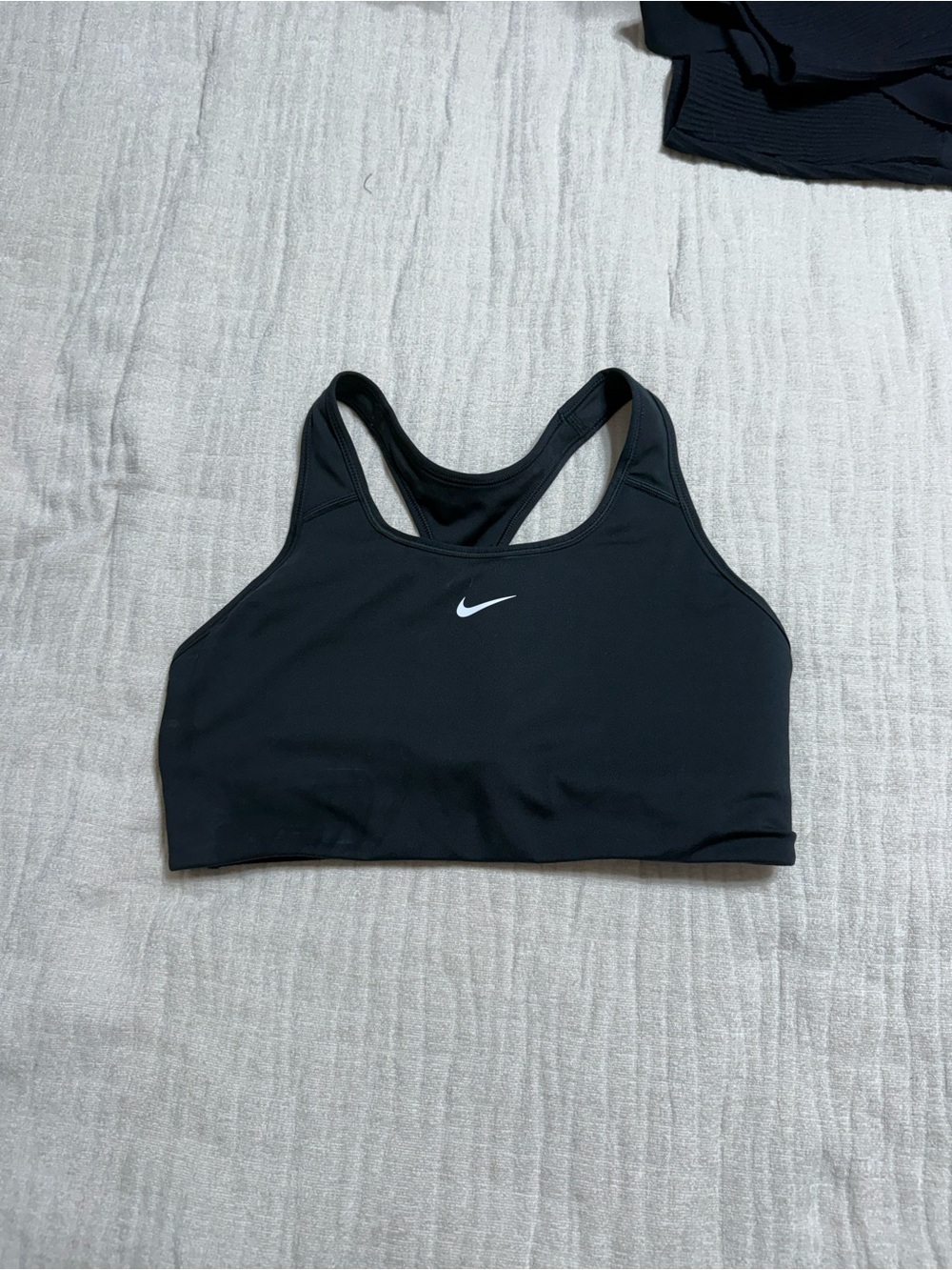Nike Black Racerback Sports Bra with White Swoosh